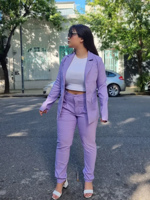 Blazer Largo Bengalina con Bolsillos