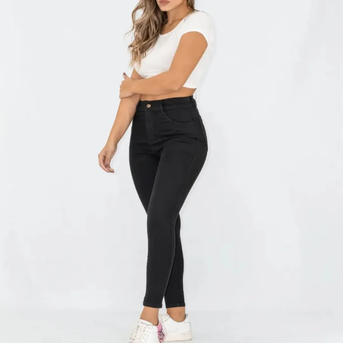 Jeans Negro Elastizado Tiro Alto
