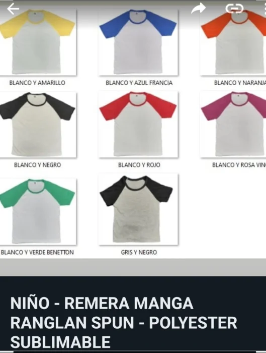 Remeras Manga Ranglan de Niño para Sublimar
