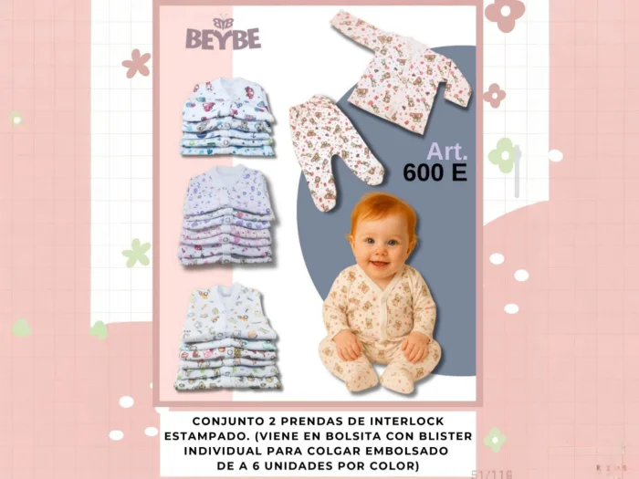 Set Beybe Batita y Medio Osito Estampado Art. 600e