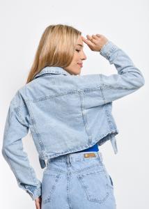 9302 Campera Jean Cargo Celeste Rígida - Miniatura 2