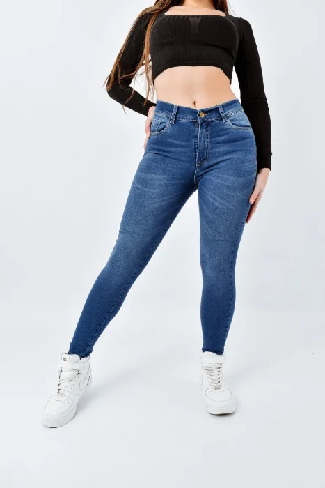 9008 Pantalon Jean Chupin Azul Stone Localizado