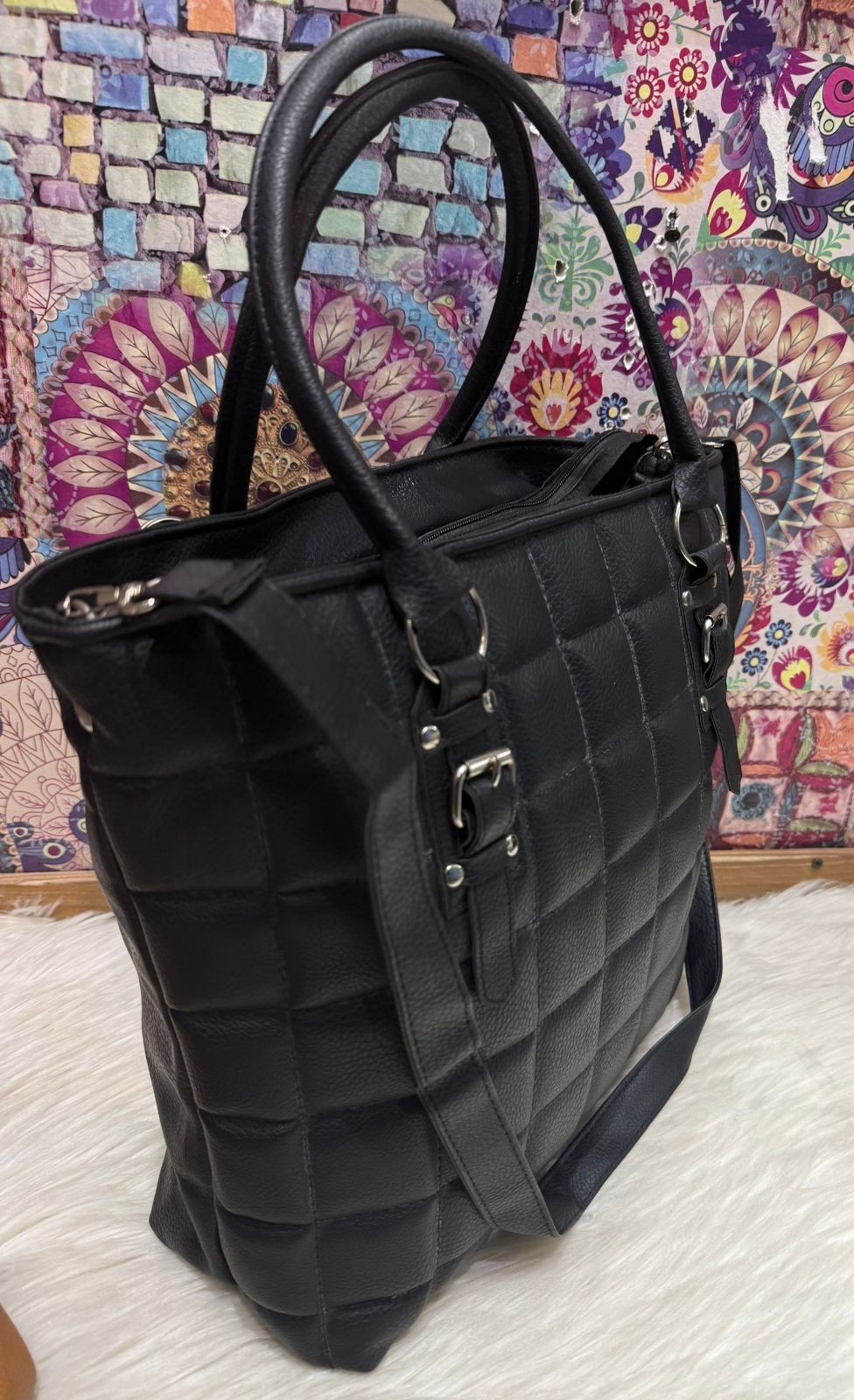 Bolso Morral Grande de Cuero Ecológico - Imagen 2