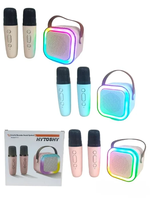 Parlante Bluetooth Led C/ 2 Microfono Inalambrico (k13)