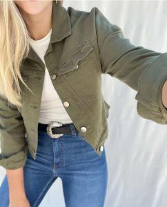 Campera Jeans Verde Militar Elastizada