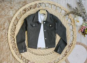 Campera Jeans Verde Militar Elastizada - Miniatura 2