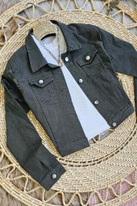 Campera Jeans Verde Militar Elastizada - Miniatura 3