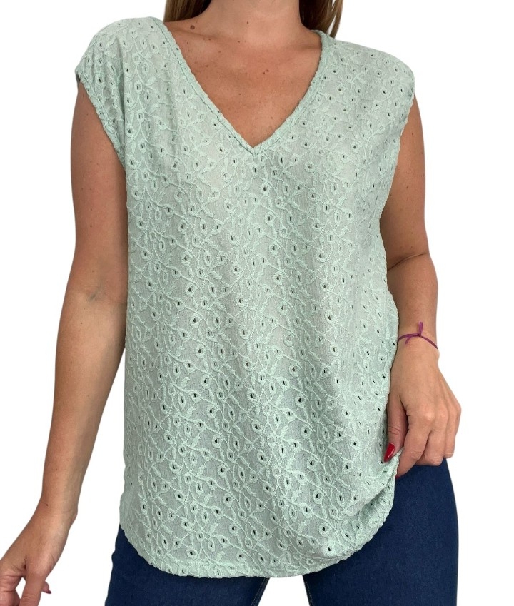 Musculosa Brodery de Punto - Imagen 2