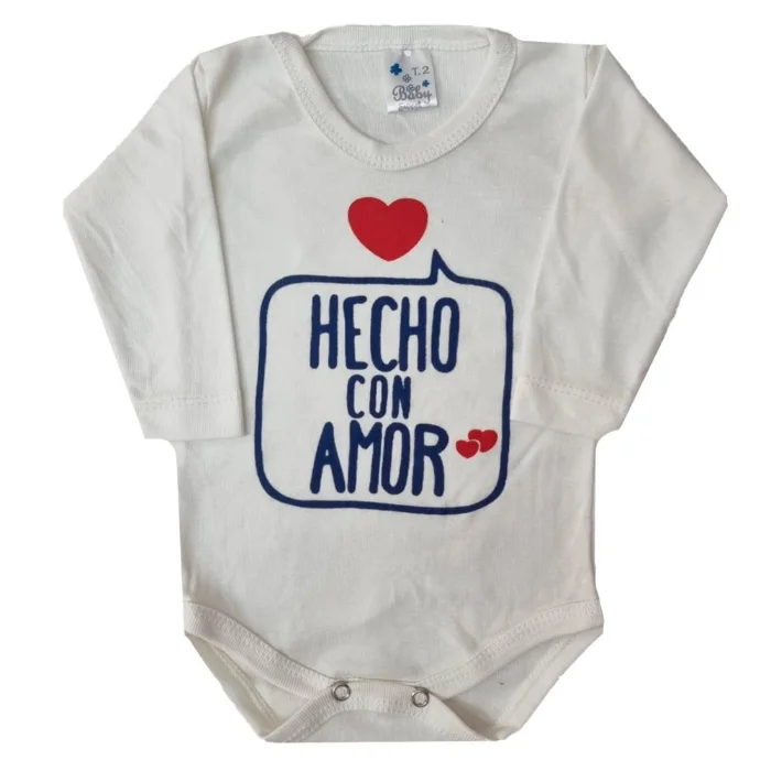 Body Manga Larga Frases Estampado Talles del Uno al Cuatro Baby Sweet