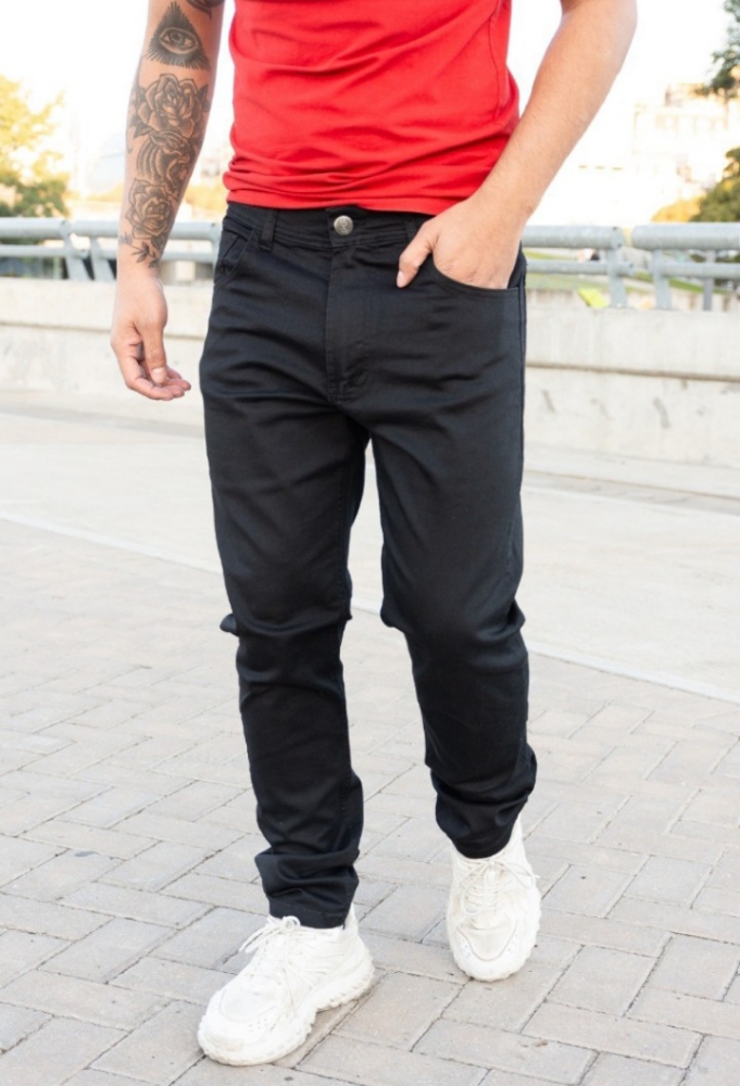Jean Recto Negro Hombre Mom Rigido - Imagen 6