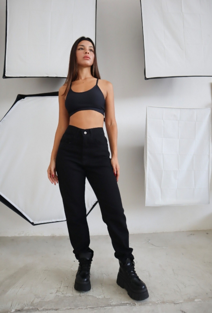 Jeans Mom Negro Dama - Imagen 6