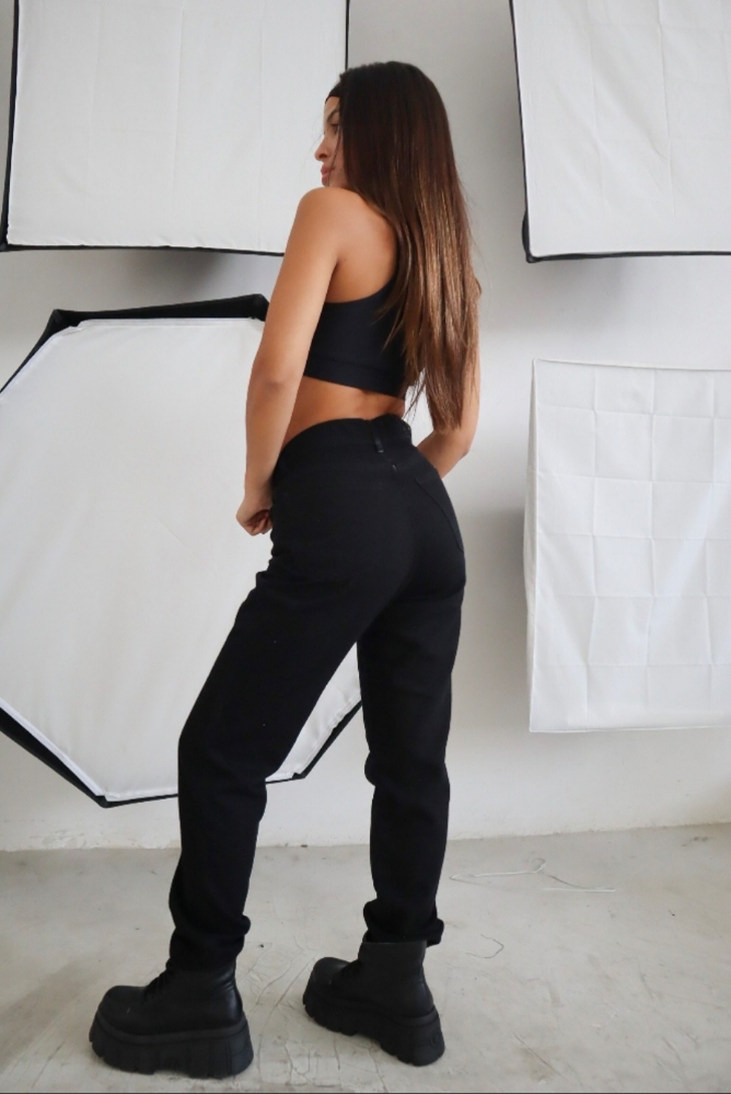 Jeans Mom Negro Dama - Imagen 4