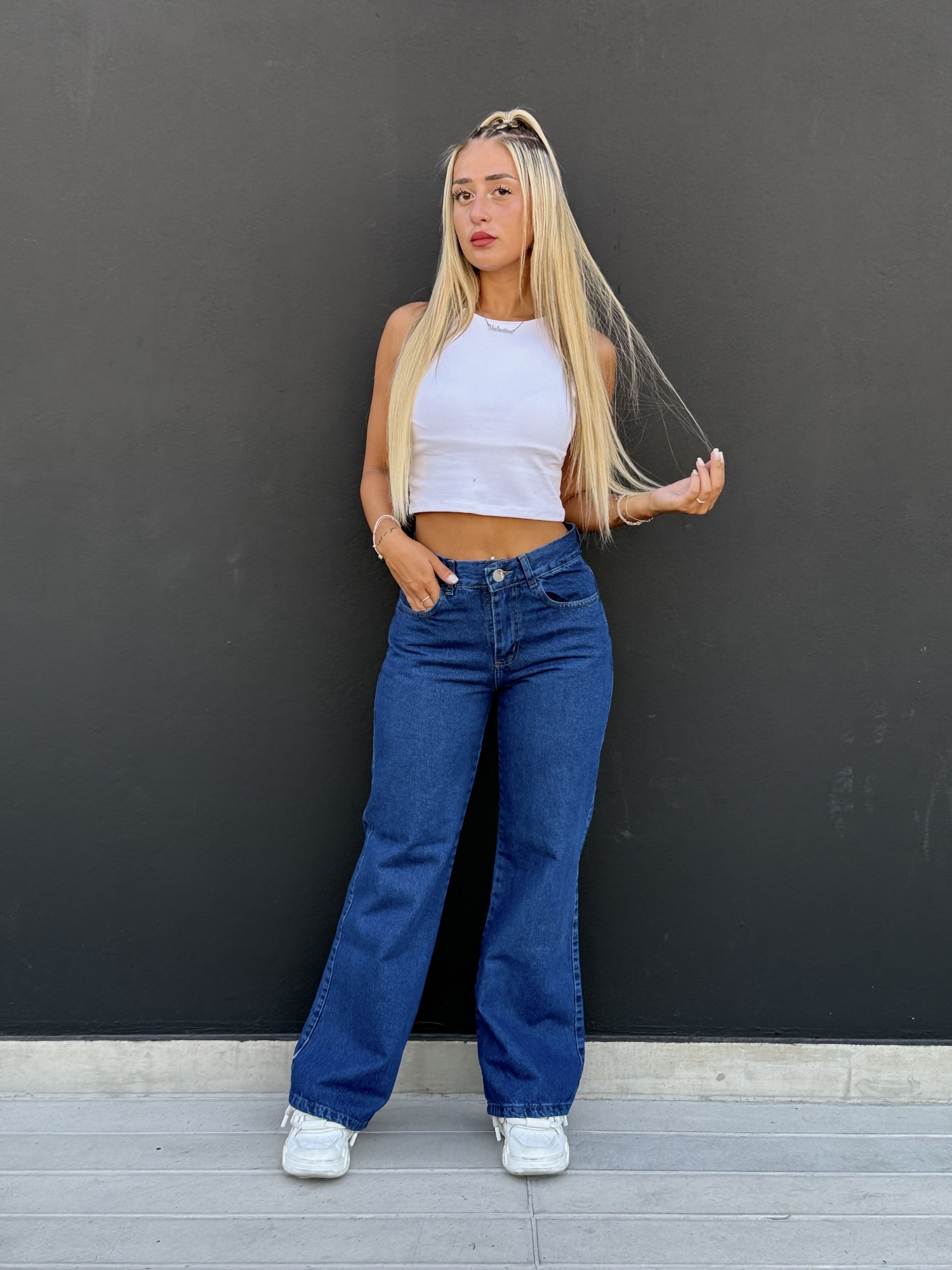 Jean Wide Leg Palazo Celeste Dama - Imagen 2