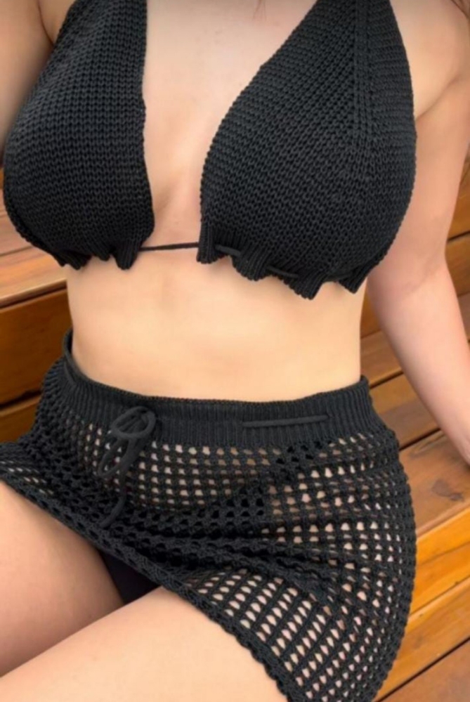 Conjunto Tejido Corpiño Pollera Dama Playa Hilo Calado - Imagen 7