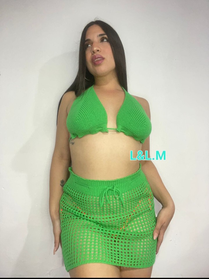 Conjunto Tejido Corpiño Pollera Dama Playa Hilo Calado - Imagen 9