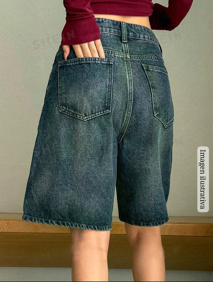 Bermuda Jean Baggy Dama Oxido - Imagen 2