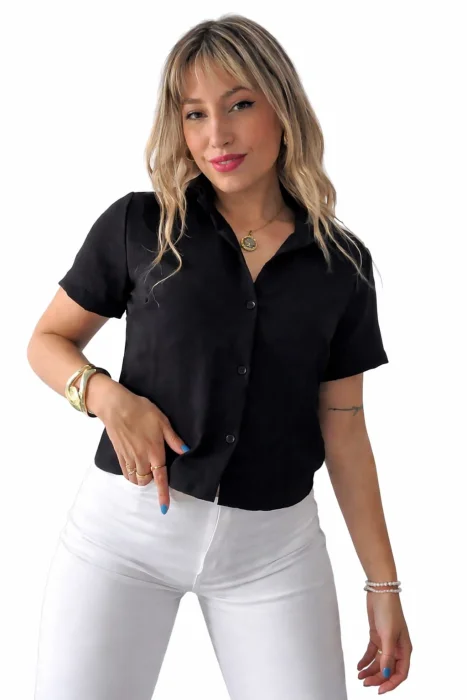 Camisa Cey  Manga Corta Lisa Estampado Dama