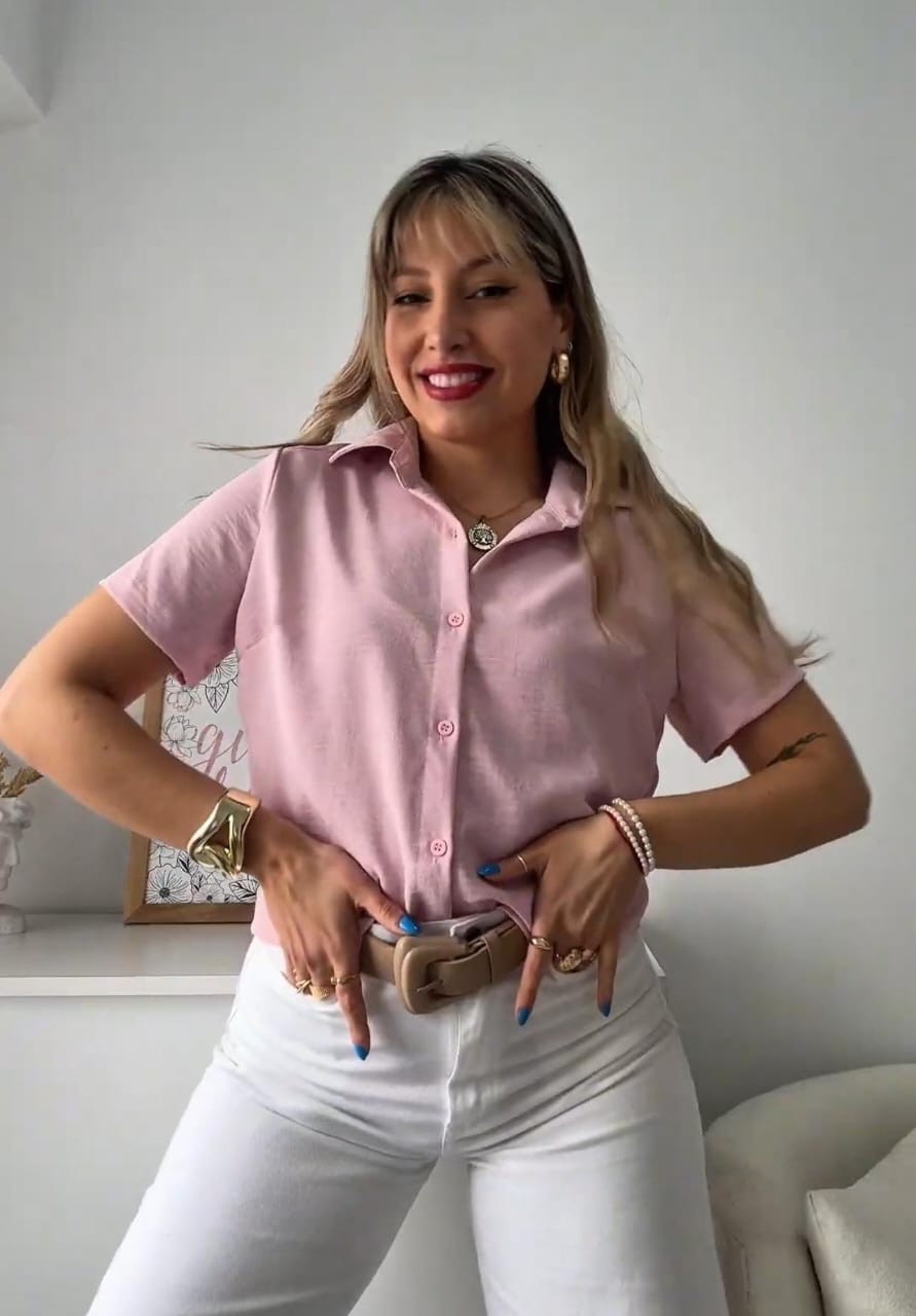 Camisa Cey  Manga Corta Lisa Estampado Dama - Imagen 2