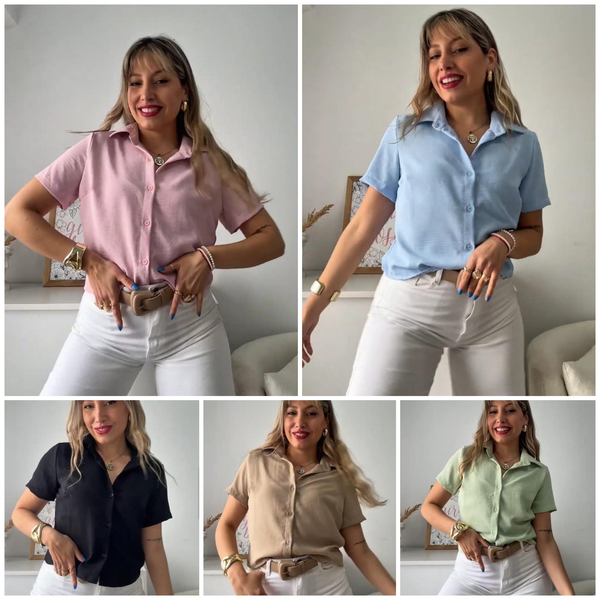 Camisa Cey  Manga Corta Lisa Estampado Dama - Imagen 3