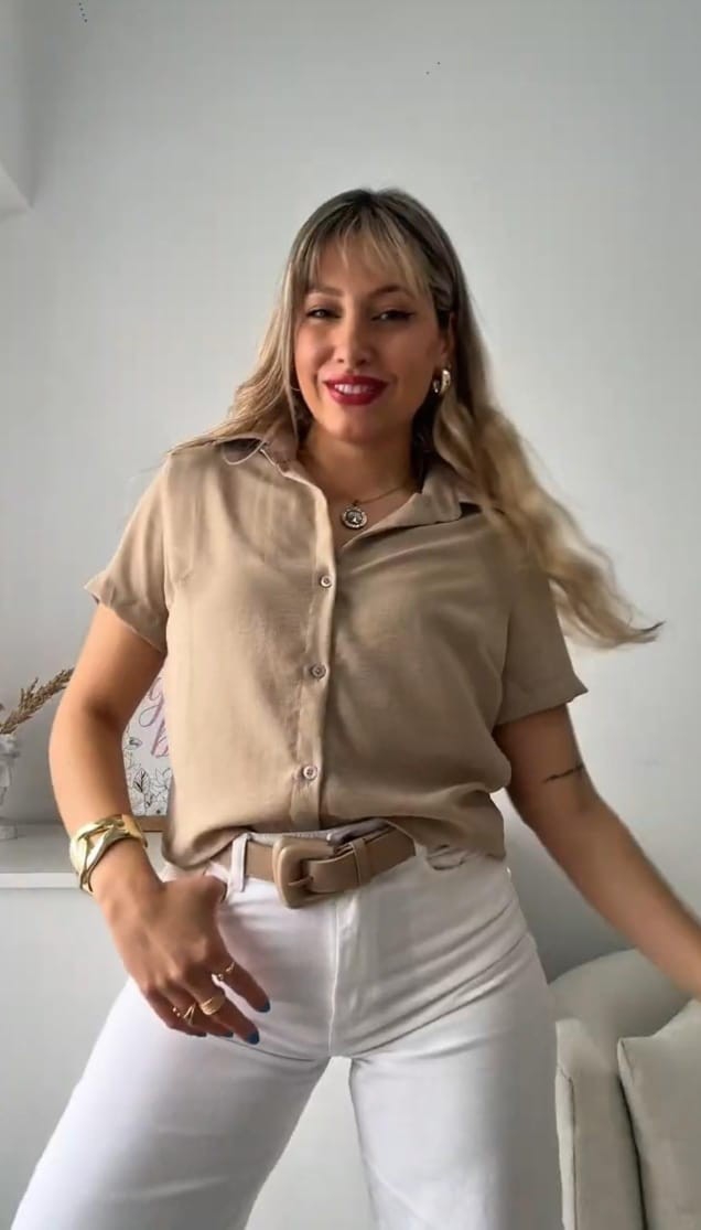 Camisa Cey  Manga Corta Lisa Estampado Dama - Imagen 4