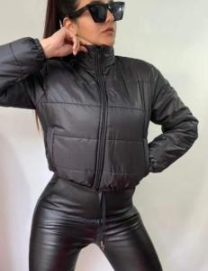 Campera Puffer  Negro Dama Corderito