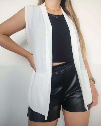 Chaleco Crep Largo Sastrero Negro & Colores