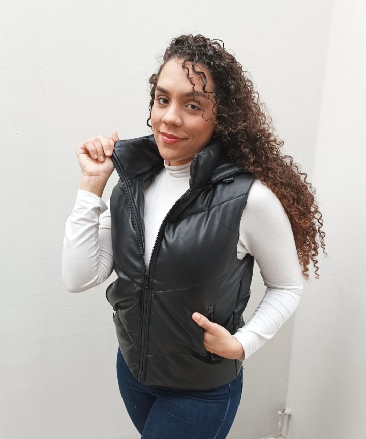Chaleco Puffer Opaco Negro Dama - Imagen 4