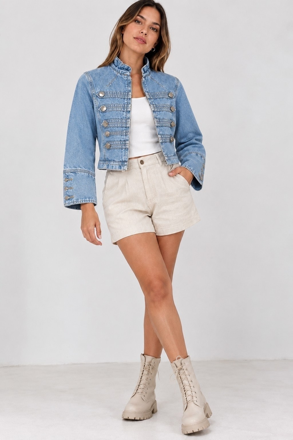 Campera Jean Celeste Azul Napoleón Dama - Imagen 8