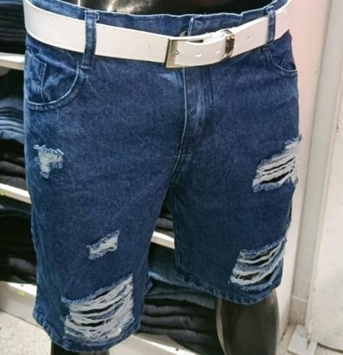 Bermuda Rotura Baggy Jean Azul Hombre