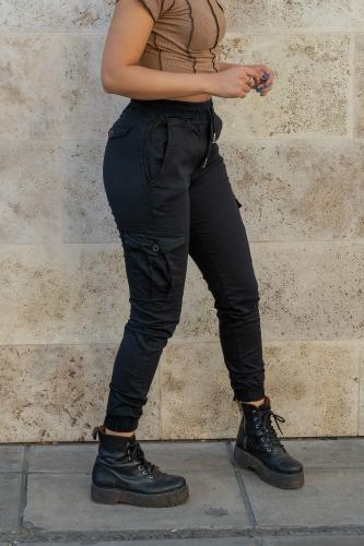 Jean Jogger Cargo Negro Dama