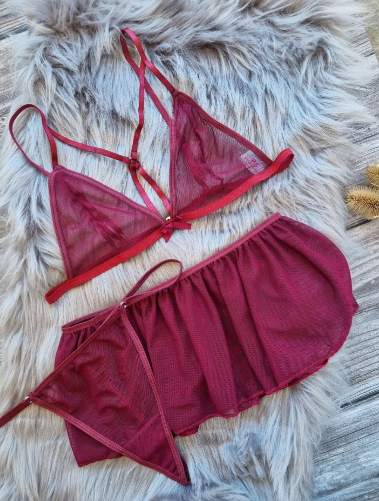 Conjunto Erótico Tul con Pollerita Less Regulable - Imagen 2