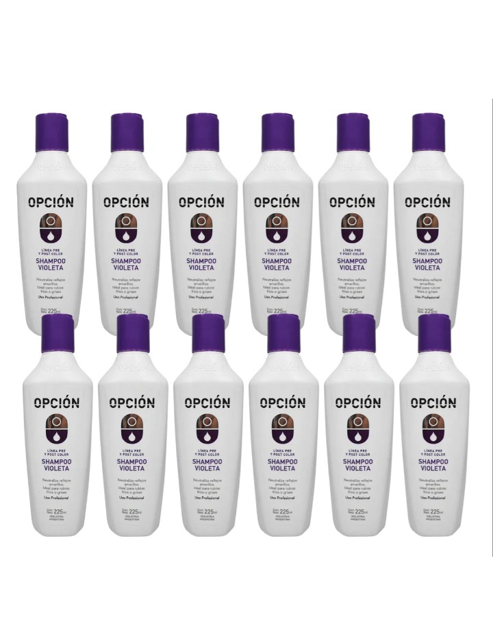 -solo Efectivo - Caja de 12 Shampoo Matizador Opción X 225ml C/u Promo Mayorista - Imagen 1