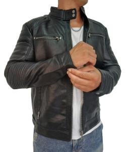 Campera Cuero " Yd " Hombre Negro