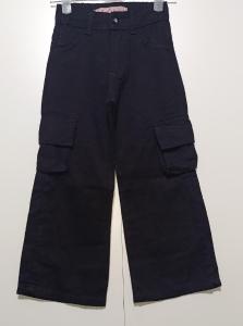 Wide-leg Cargo Nena C/bolsillo Fuelle Gabardina Rígido