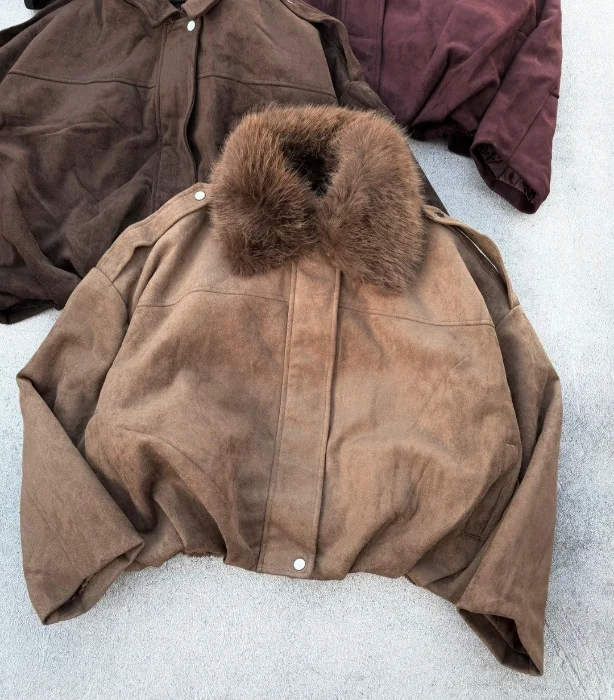 Campera Gamuzada con Piel