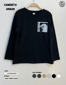 Remera Manga Larga de Algodon con Estampa