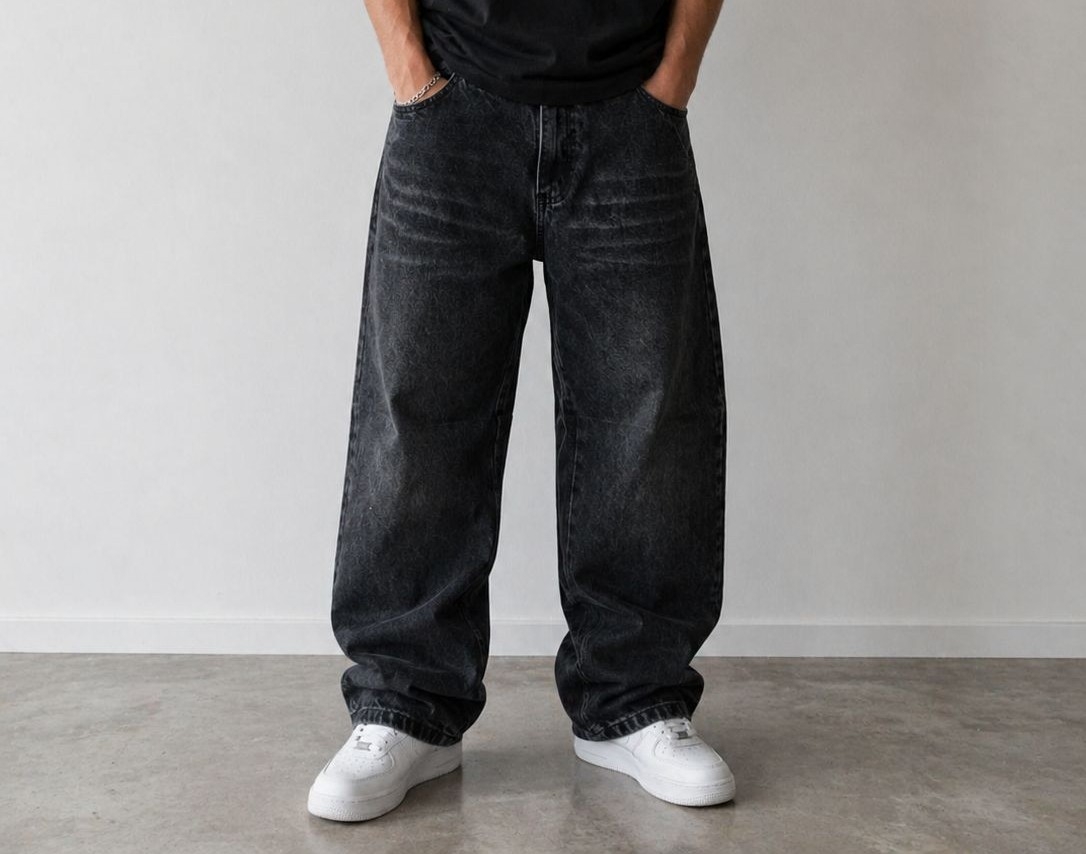 Jean Baggy Gris Bigote Hombre - Imagen 2
