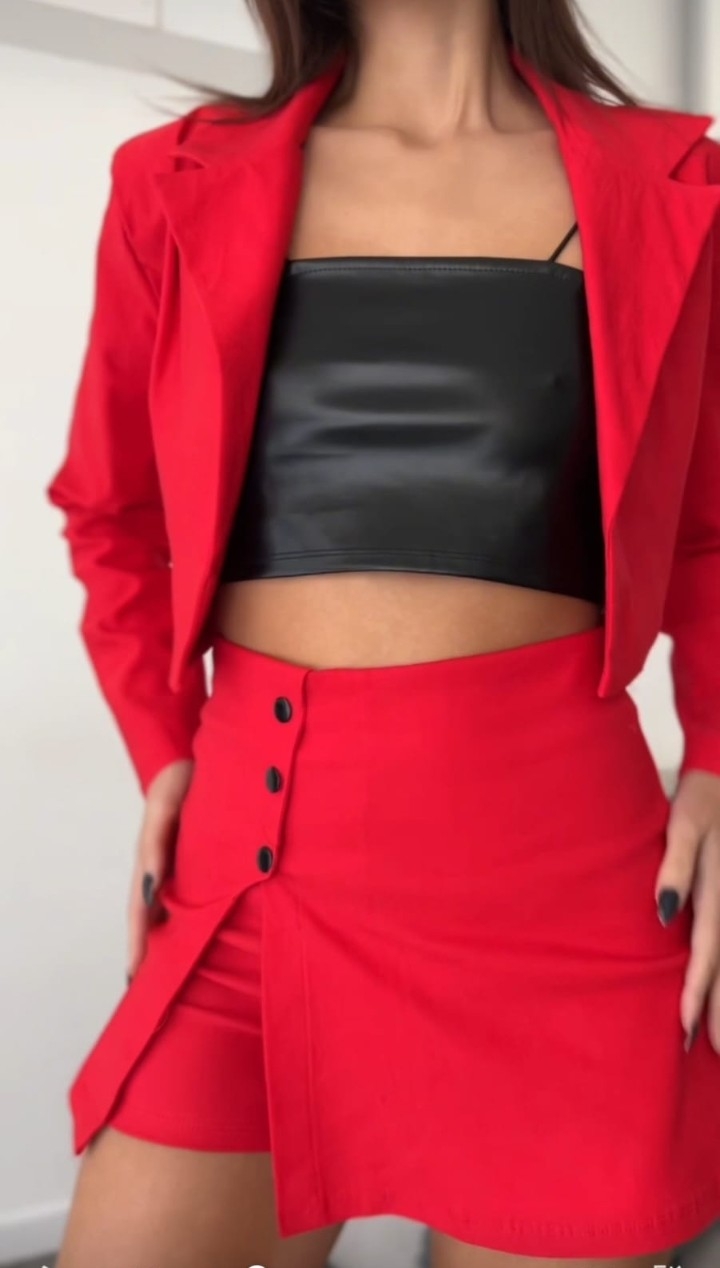 Conjunto Bengalina Short/pollera Blazer Dama - Imagen 3