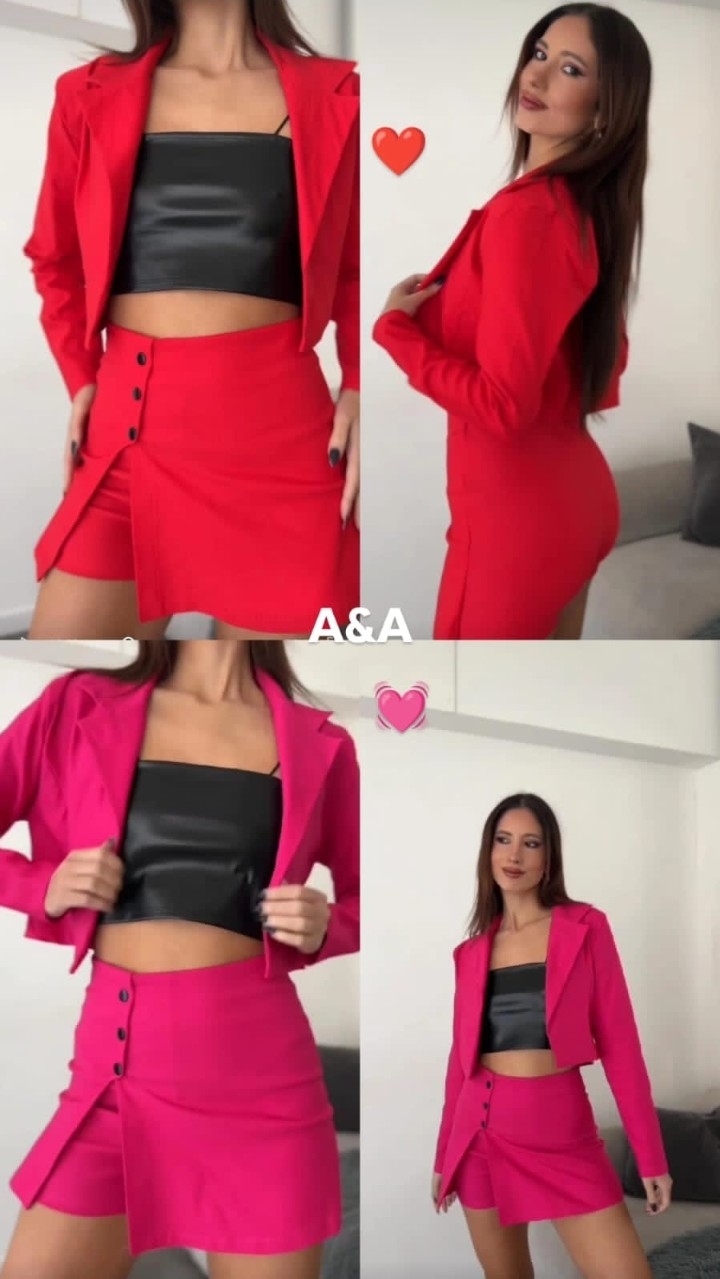 Conjunto Bengalina Short/pollera Blazer Dama - Imagen 5