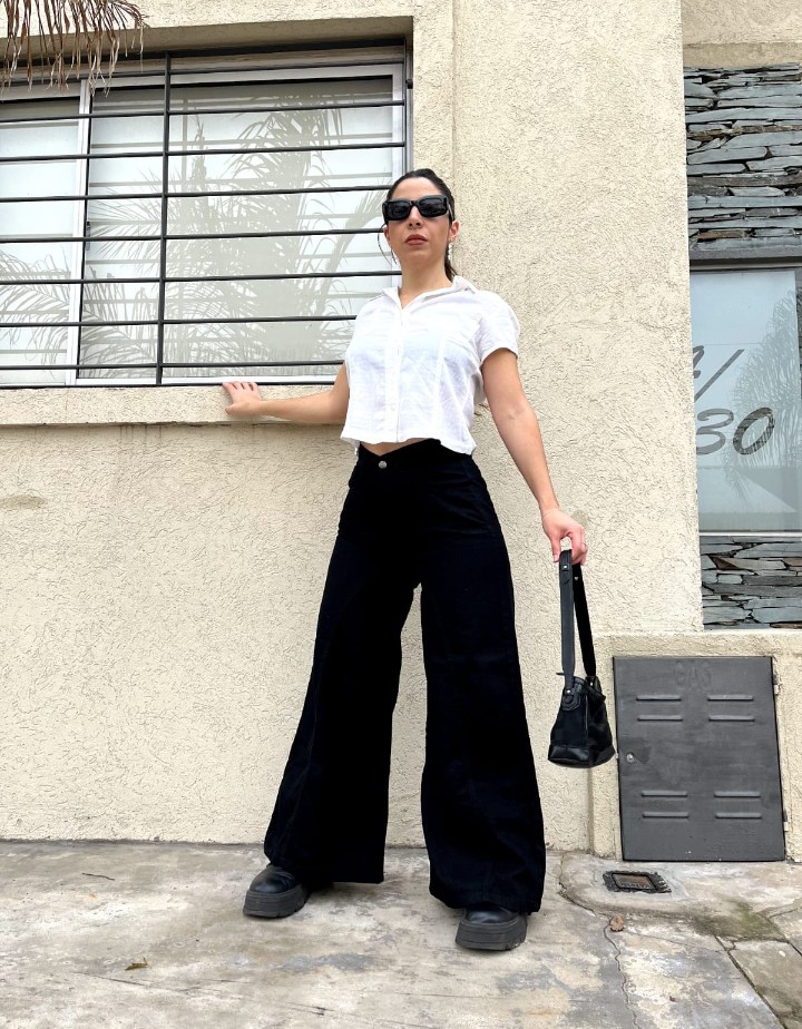 Maxi Palazzo Jean Negro Dama - Imagen 2