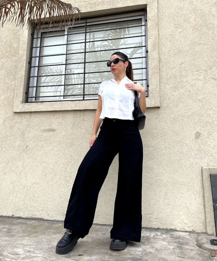 Maxi Palazzo Jean Negro Dama - Imagen 4