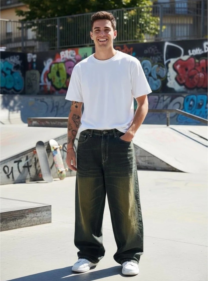 Jean Baggy Óxido Verde Hombre Rígido - Imagen 8