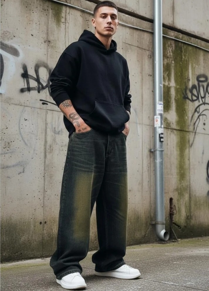Jean Baggy Óxido Verde Hombre Rígido - Imagen 3