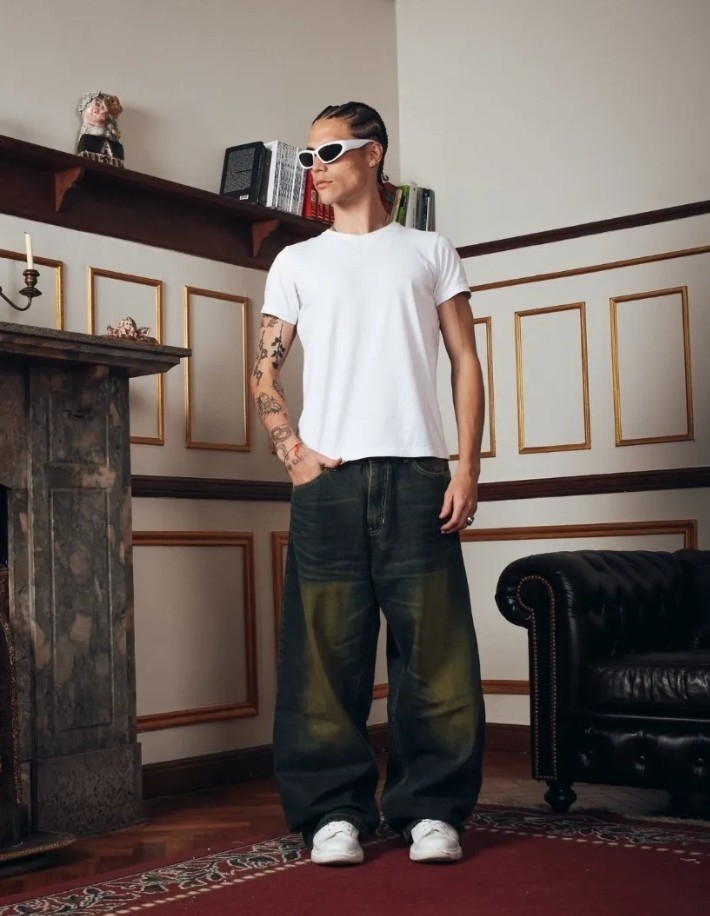 Jean Baggy Óxido Verde Hombre Rígido - Imagen 7
