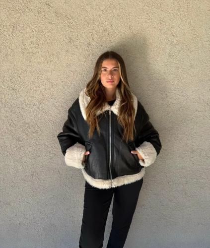 Campera Gamulan Negro Dama - Miniatura 2