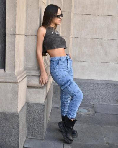 Jean Jogger Cargo Celeste Dama