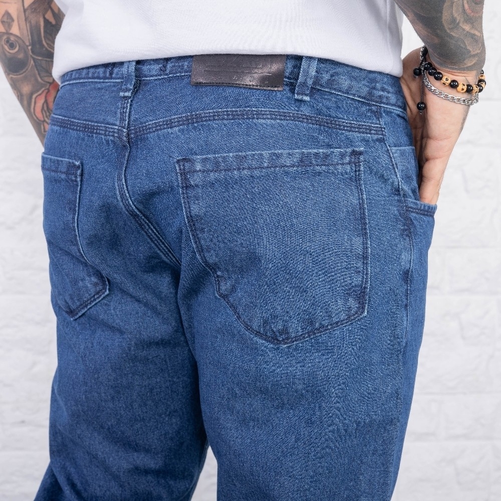 Jean Clásico Mom Recto Hombre Rígido Azul Nevado - Imagen 2