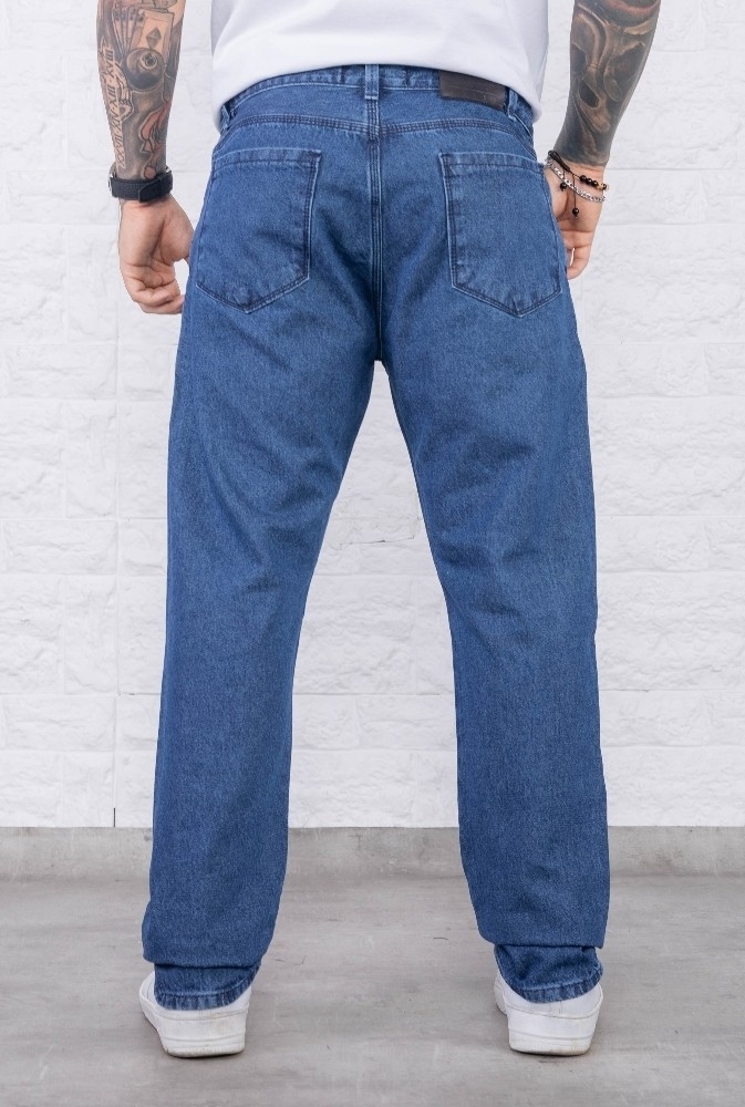 Jean Clásico Mom Recto Hombre Rígido Azul Nevado - Imagen 5
