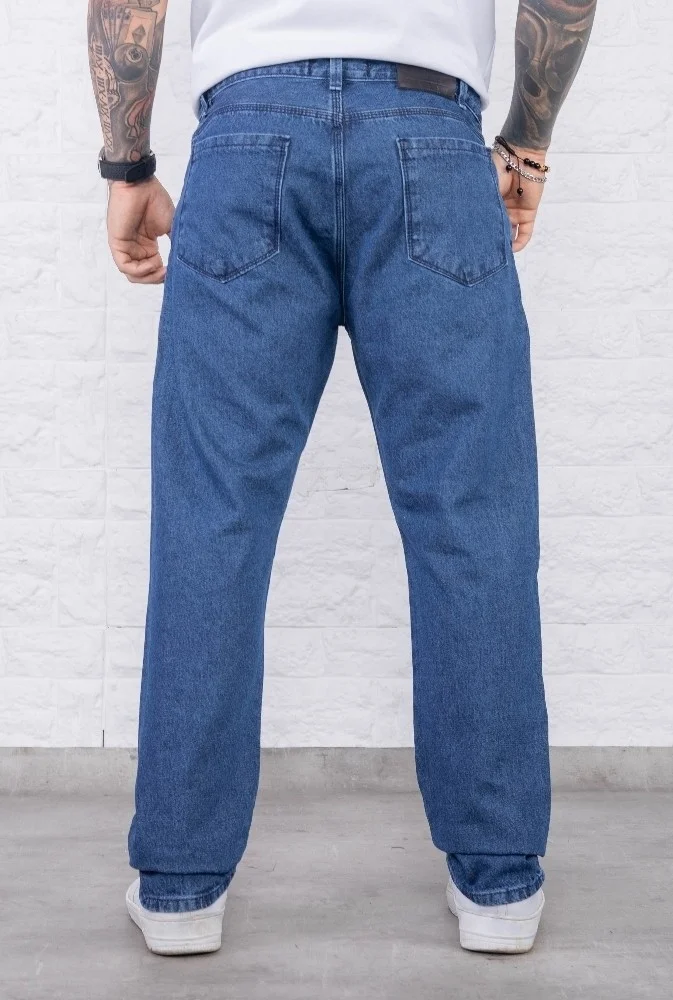 Jean Clásico Mom Recto Hombre Rígido Azul Nevado - Imagen 5