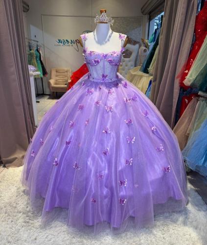 Vestido Quinceañera Dos Piezas Yuridia Mariposa/ Emma /- Thalia Perla - Miniatura 2